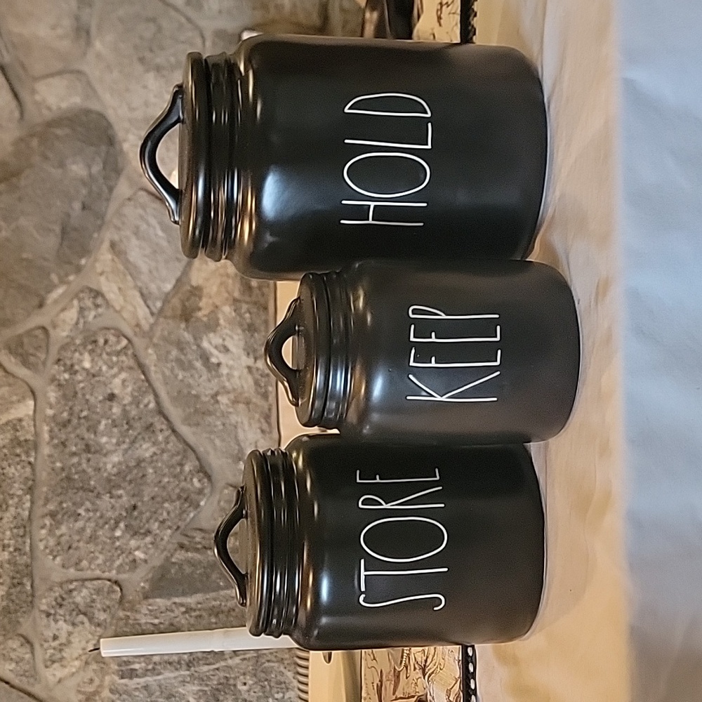 Pending - 3 Rae Dunn Black canisters Halloween store hold keep set